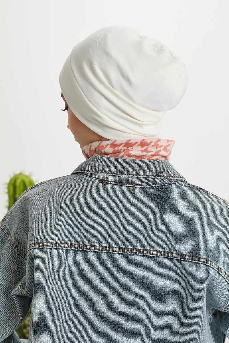 Soft Polyviscose Inner Turban Bonnet for Women, Easy Wear Instant Turban Bonnet, Soft Plain Color Ribbed Winter Chemo Headwear,B-37RB