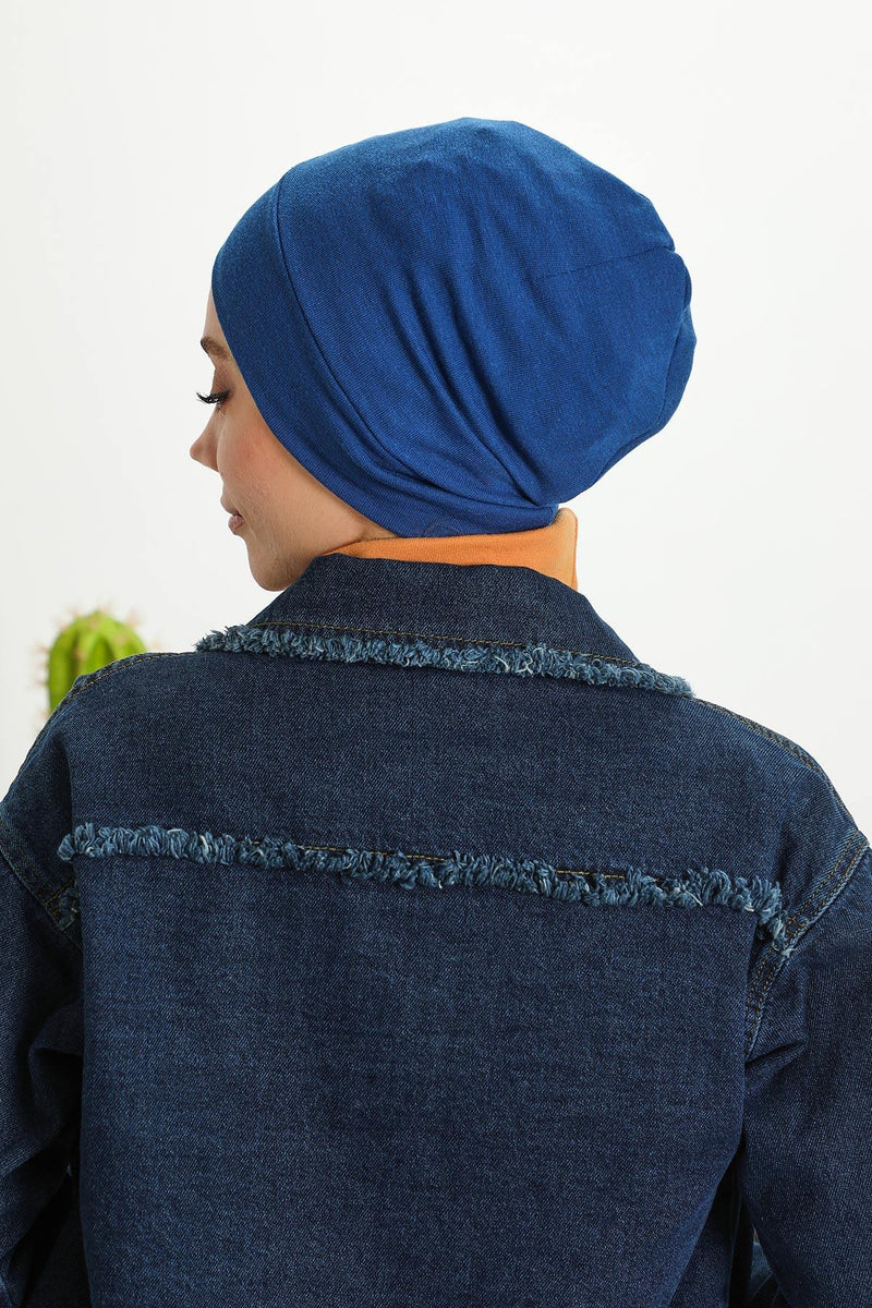 Soft Polyviscose Inner Turban Bonnet for Women, Easy Wear Instant Turban Bonnet, Soft Plain Color Ribbed Winter Chemo Headwear,B-37RB