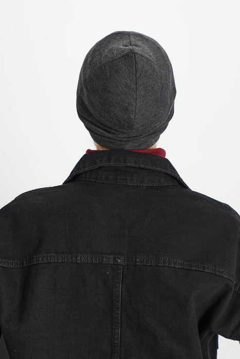 Weiche Turbanhaube aus Polyviskose für Damen, leicht zu tragende Instant-Turbanhaube, weiche, einfarbige, gerippte Winter-Chemo-Kopfbedeckung, B-37RB