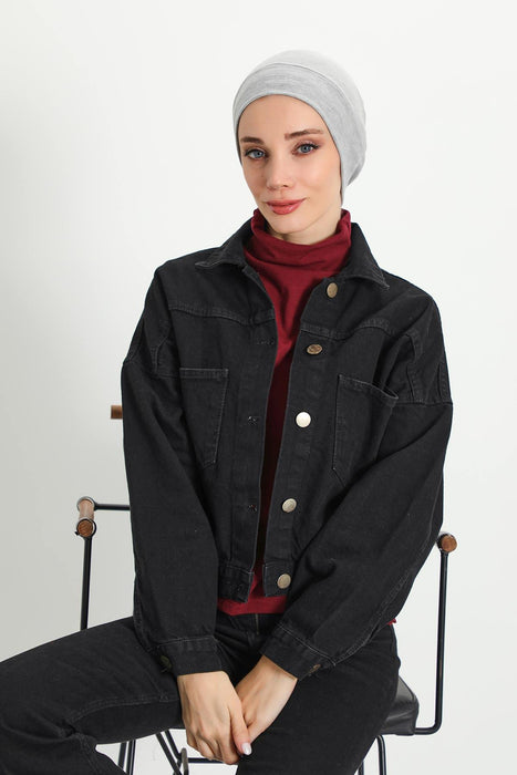 Weiche Turbanhaube aus Polyviskose für Damen, leicht zu tragende Instant-Turbanhaube, weiche, einfarbige, gerippte Winter-Chemo-Kopfbedeckung, B-37RB