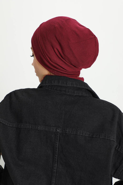 Weiche Turbanhaube aus Polyviskose für Damen, leicht zu tragende Instant-Turbanhaube, weiche, einfarbige, gerippte Winter-Chemo-Kopfbedeckung, B-37RB