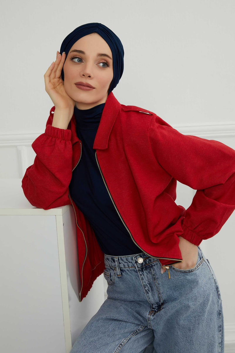 عمامة ناعمة مربوطة مسبقًا للنساء، غطاء رأس عمامة قطني فوري، قبعة بونيه صديقة لتساقط الشعر والعلاج الكيميائي بتصميم أنيق، B-20