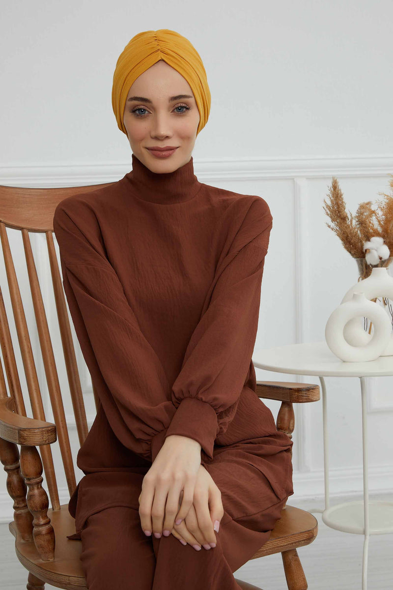 عمامة ناعمة مربوطة مسبقًا للنساء، غطاء رأس عمامة قطني فوري، قبعة بونيه صديقة لتساقط الشعر والعلاج الكيميائي بتصميم أنيق، B-20