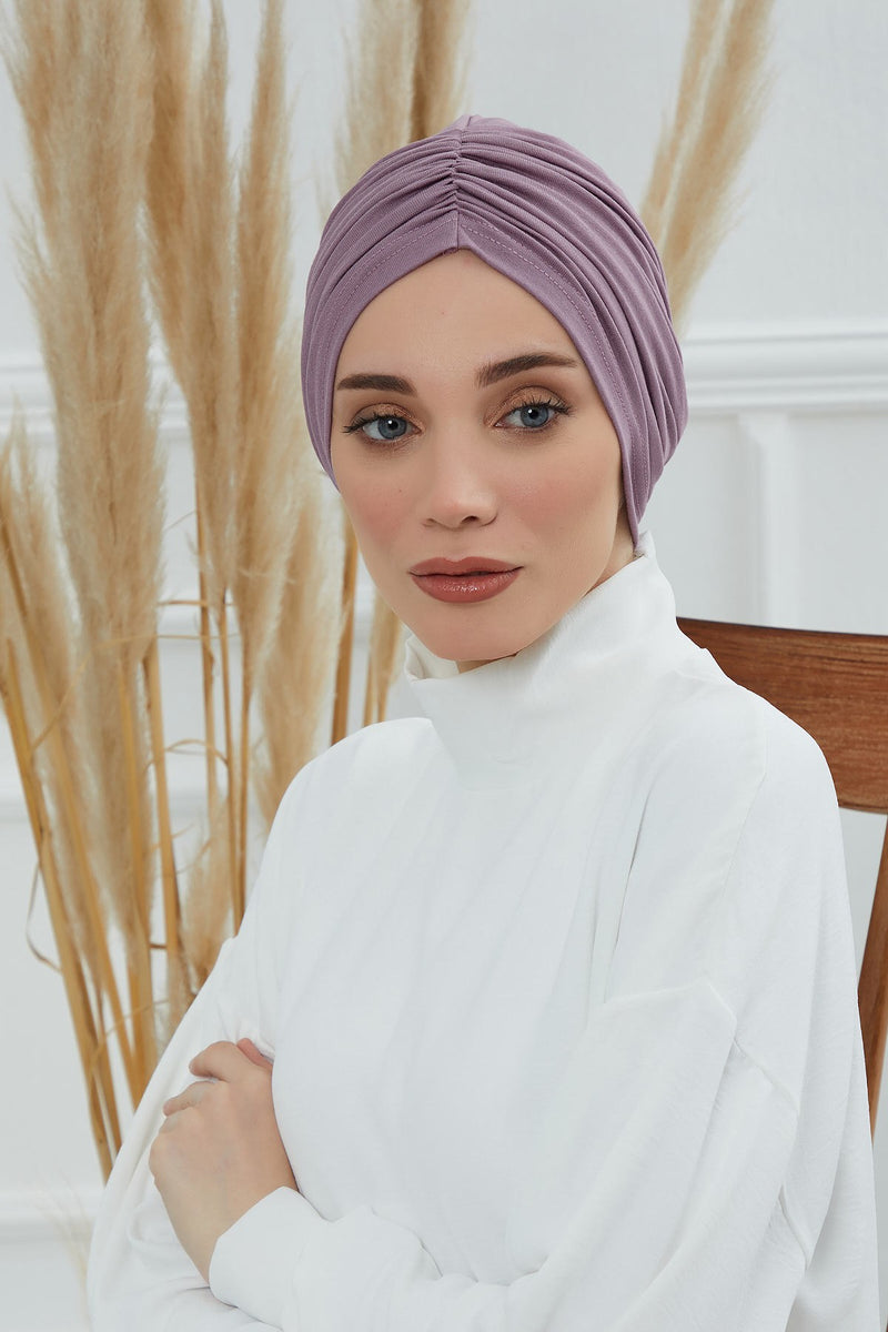 عمامة ناعمة مربوطة مسبقًا للنساء، غطاء رأس عمامة قطني فوري، قبعة بونيه صديقة لتساقط الشعر والعلاج الكيميائي بتصميم أنيق، B-20