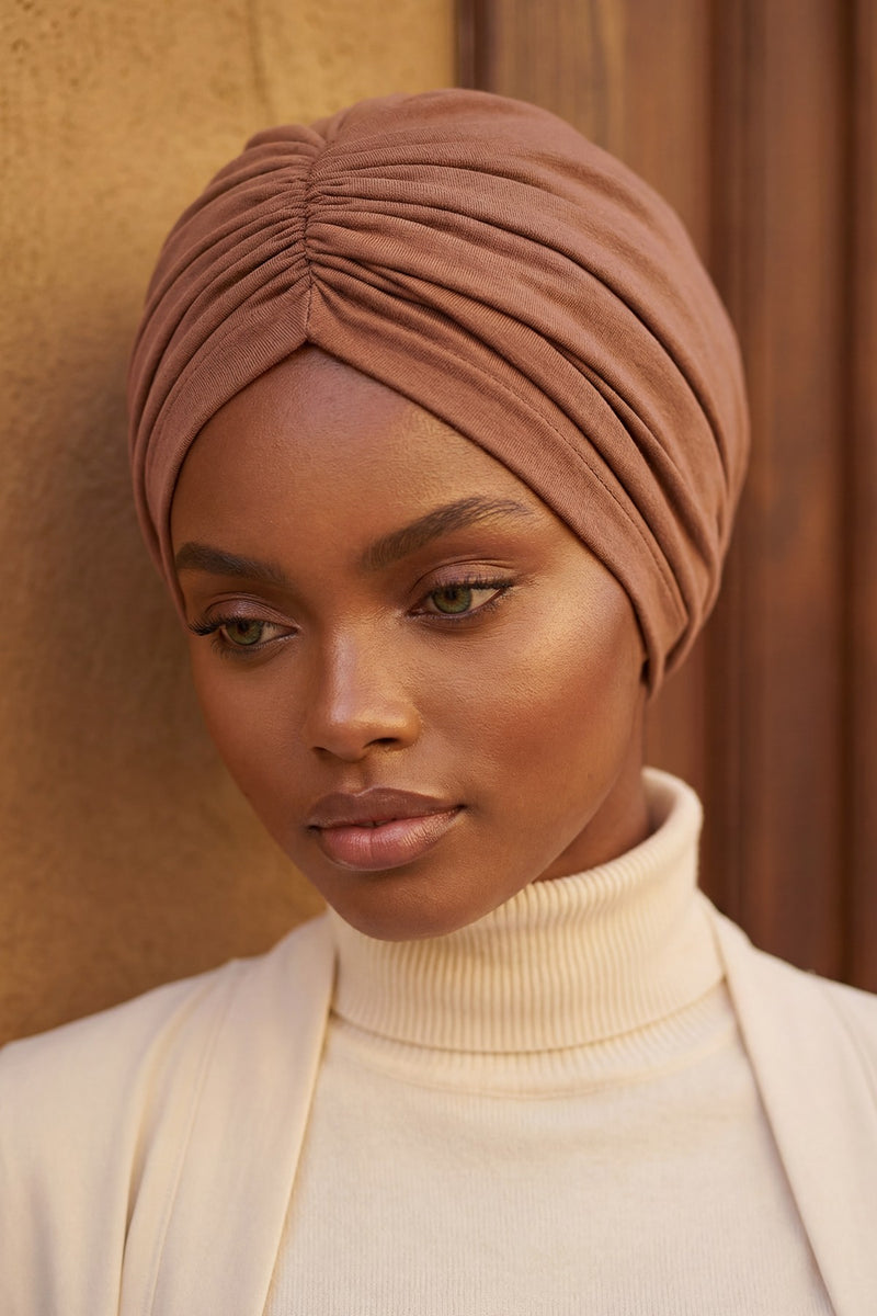 عمامة ناعمة مربوطة مسبقًا للنساء، غطاء رأس عمامة قطني فوري، قبعة بونيه صديقة لتساقط الشعر والعلاج الكيميائي بتصميم أنيق، B-20