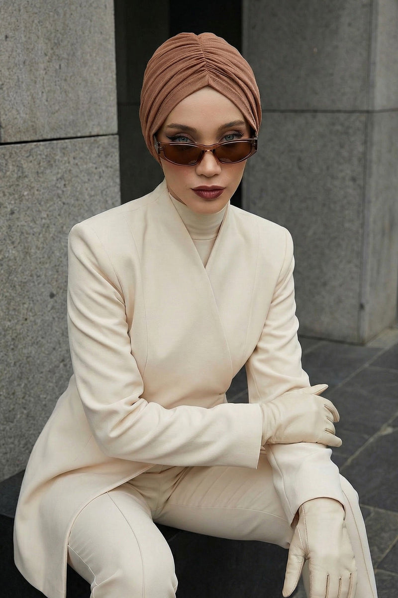 عمامة ناعمة مربوطة مسبقًا للنساء، غطاء رأس عمامة قطني فوري، قبعة بونيه صديقة لتساقط الشعر والعلاج الكيميائي بتصميم أنيق، B-20