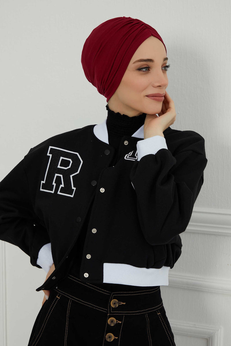 عمامة ناعمة مربوطة مسبقًا للنساء، غطاء رأس عمامة قطني فوري، قبعة بونيه صديقة لتساقط الشعر والعلاج الكيميائي بتصميم أنيق، B-20