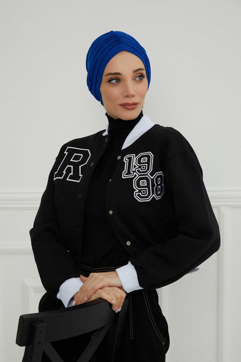 عمامة ناعمة مربوطة مسبقًا للنساء، غطاء رأس عمامة قطني فوري، قبعة بونيه صديقة لتساقط الشعر والعلاج الكيميائي بتصميم أنيق، B-20