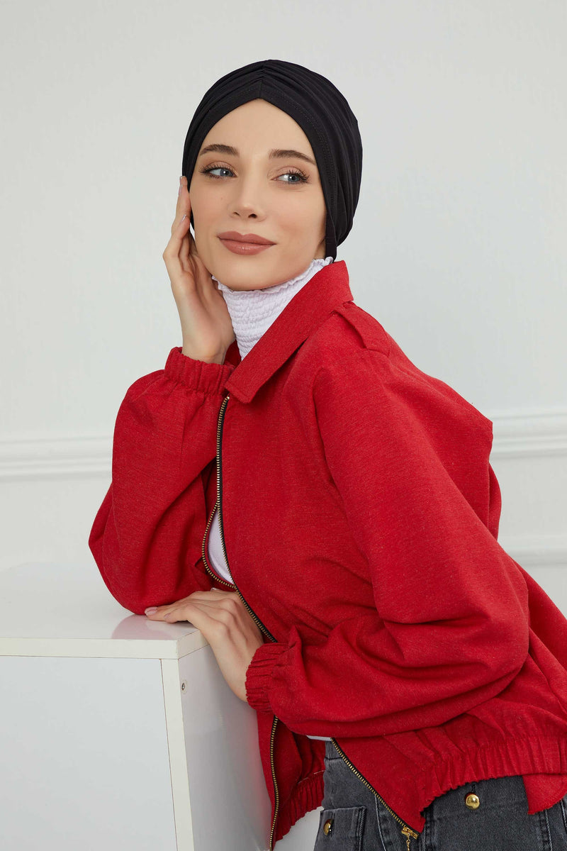 عمامة ناعمة مربوطة مسبقًا للنساء، غطاء رأس عمامة قطني فوري، قبعة بونيه صديقة لتساقط الشعر والعلاج الكيميائي بتصميم أنيق، B-20