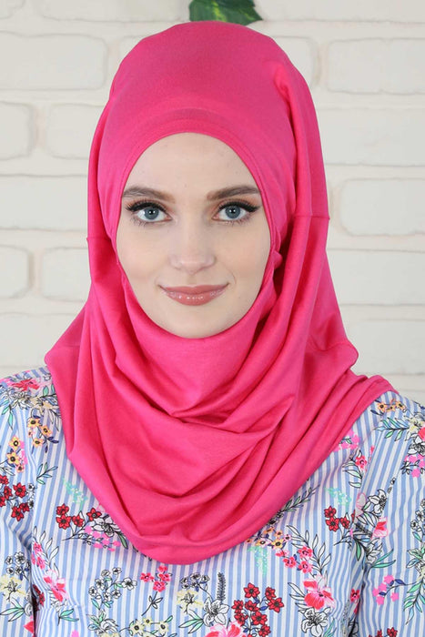 Easy to Wear Instant Turban Scarf for Women, Plain Color Turban Hijab Headwrap for Daily Use, Comfortable Modest Fashion Hijab Design,B-33