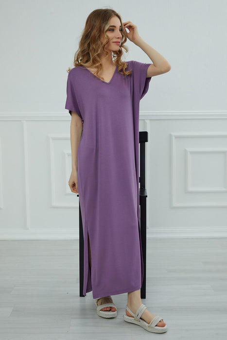 Split Casual Pullover Aerobin Women s Summer Maxi Dress Casual Loose Long Dress for Women Loose Fit Modern Fashion Cloth,ELB-3