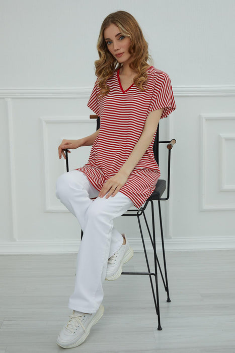 Split Casual Pullover Tunika Tops Ärmel Shirts für Frauen Tunika V-Ausschnitt Elegantes Top Loose Fit Modern Modest Fashion,TN-11C,TN-11C
