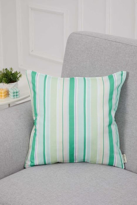 Kissenbezug im Frühlings-Look mit Bommelbesatz, handgefertigt, 45,7 x 45,7 cm, Paisley- und Streifen-Design für Sofa und Couch, K-315