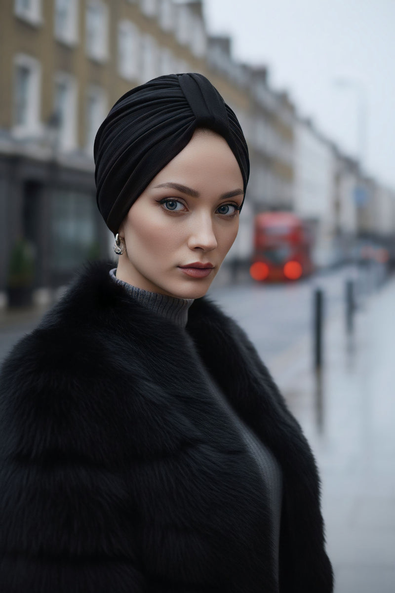 Stretchy All Season Turban Underscarf with Twist Front Design, Ready to Wear Women Bonnet for Daily Modest Wear,B-68O