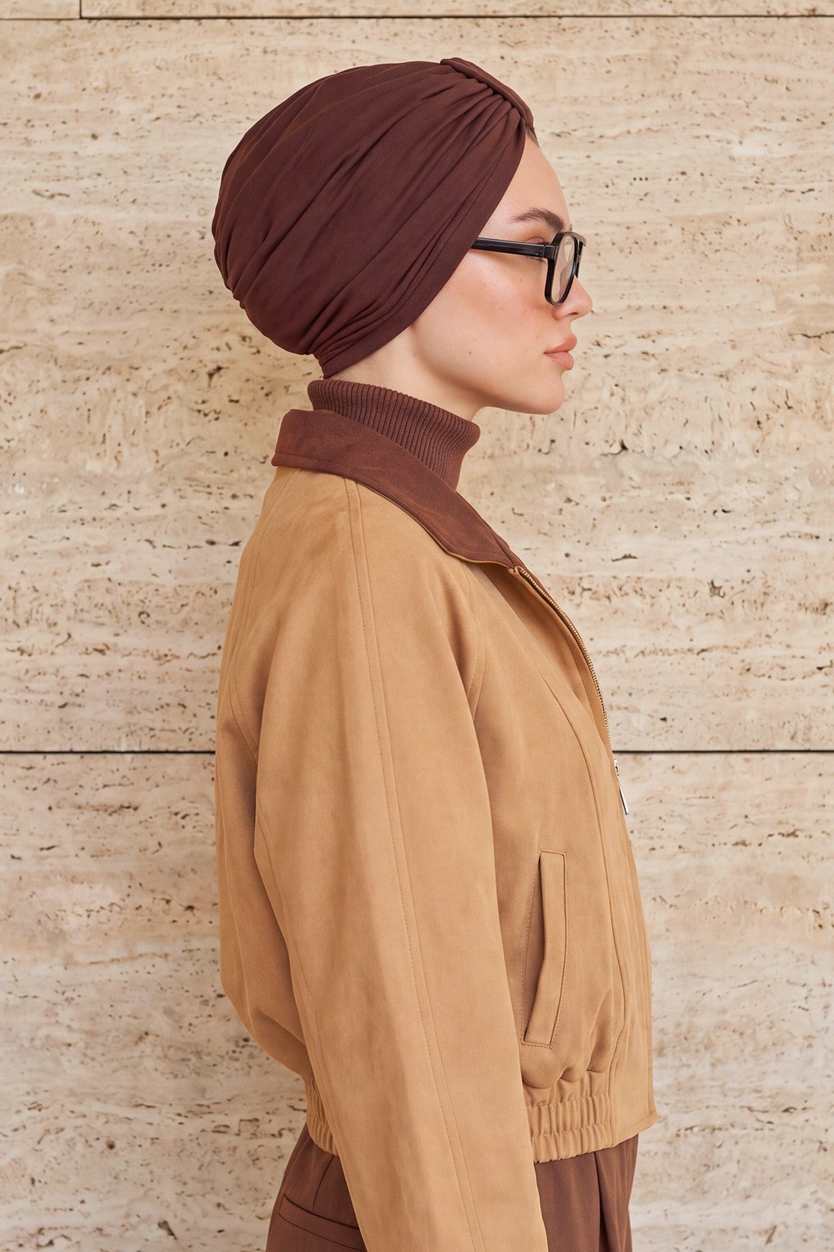 Stretchy All Season Turban Underscarf with Twist Front Design, Ready to Wear Women Bonnet for Daily Modest Wear,B-68O