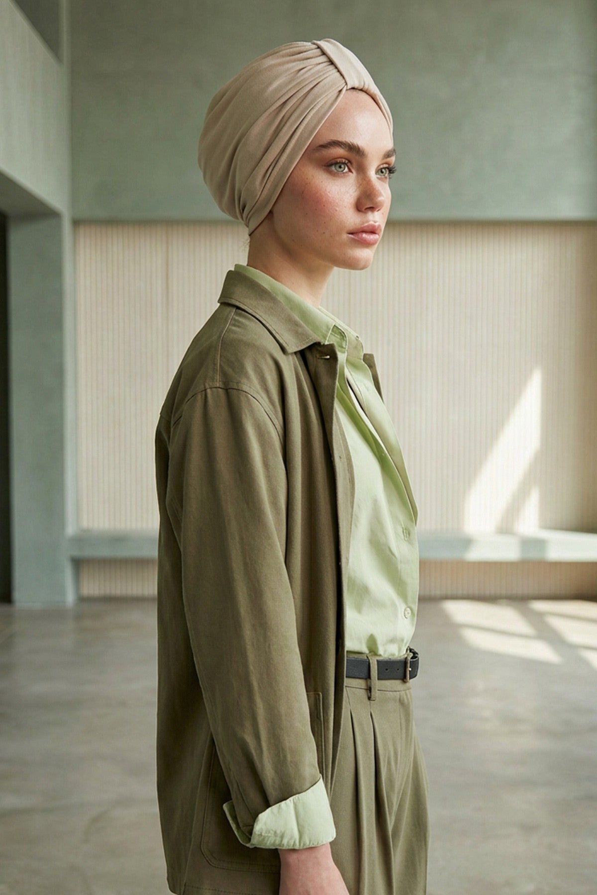 Stretchy All Season Turban Underscarf with Twist Front Design, Ready to Wear Women Bonnet for Daily Modest Wear,B-68O