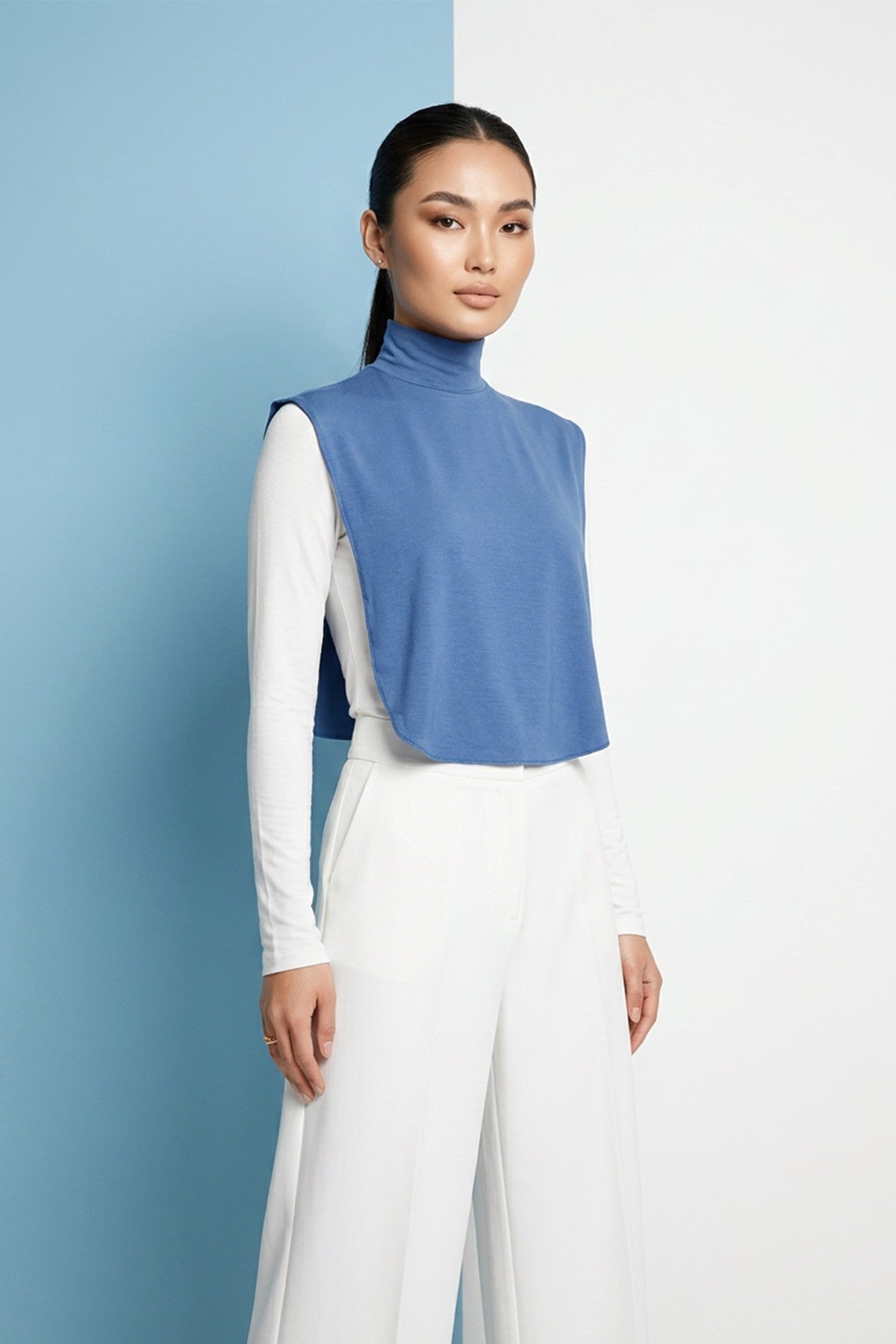 Stylish Cleavage Cover for Dresses & Tops, Decollete Concealer Neck Collar, Neck and Chest Cover-up, Neckline Upper Chest Cover Panel,DK-1 İndigo