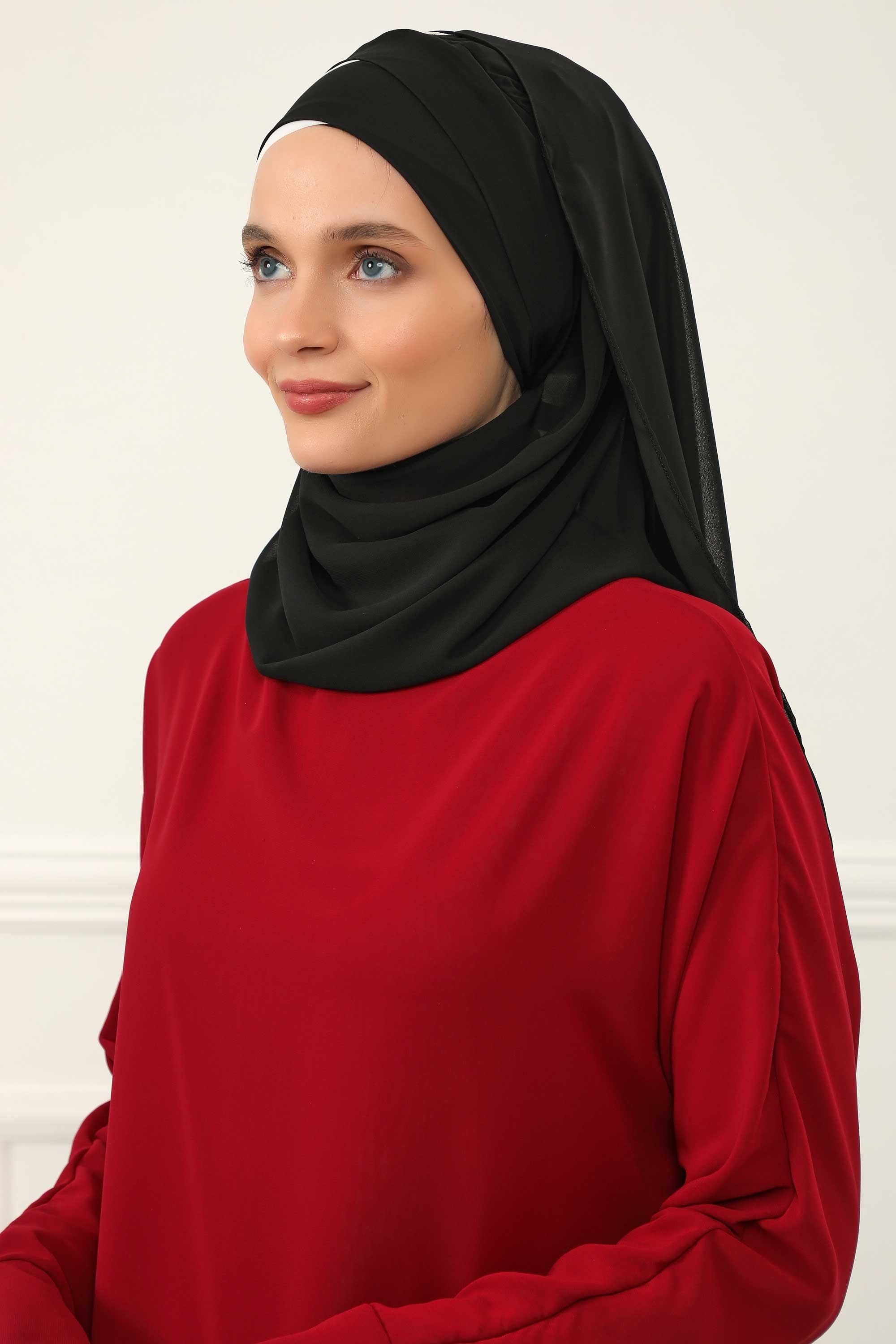 Stylish Double Layer Instant Chiffon Shawl Hijab for Women, Stylish Breathable Women Shawl Headscarf, Dual-Color Chiffon Shawl,CPS-84