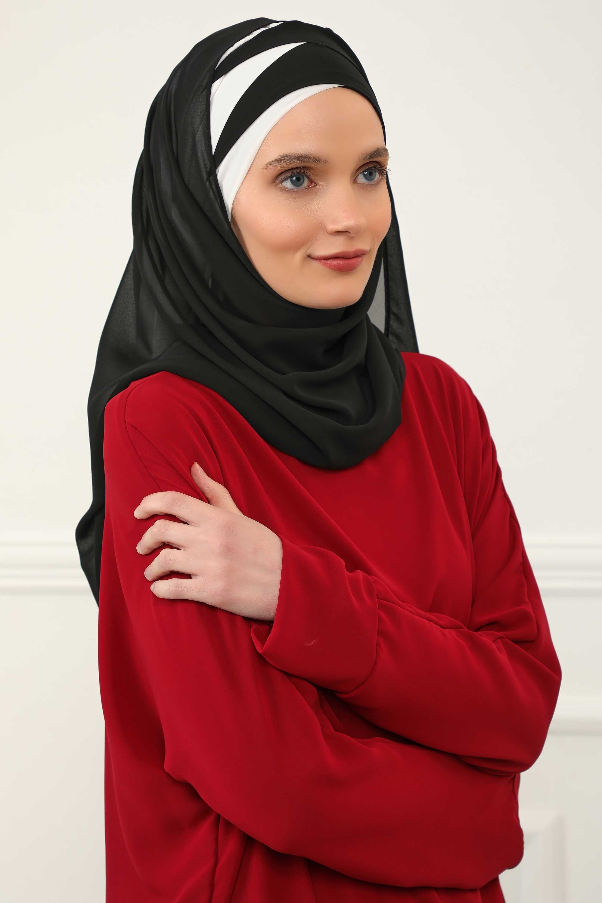 Stylish Double Layer Instant Chiffon Shawl Hijab for Women, Stylish Breathable Women Shawl Headscarf, Dual-Color Chiffon Shawl,CPS-84