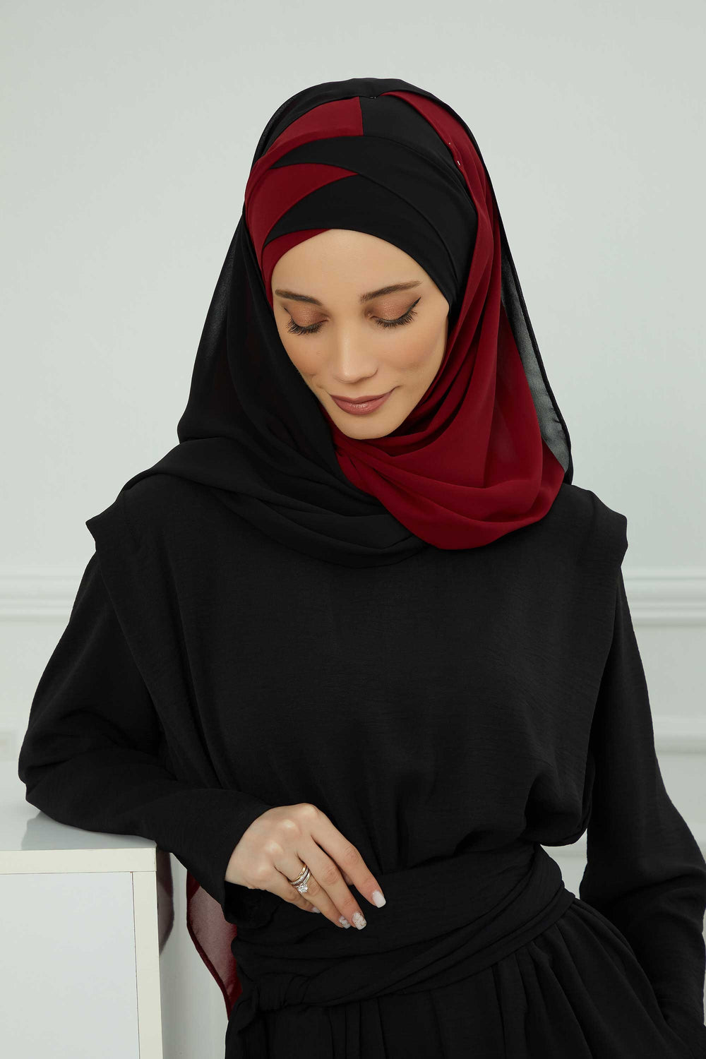 Stylish Double Layer Instant Chiffon Shawl Hijab for Women, Stylish Breathable Women Shawl Headscarf, Dual-Color Chiffon Shawl,CPS-84