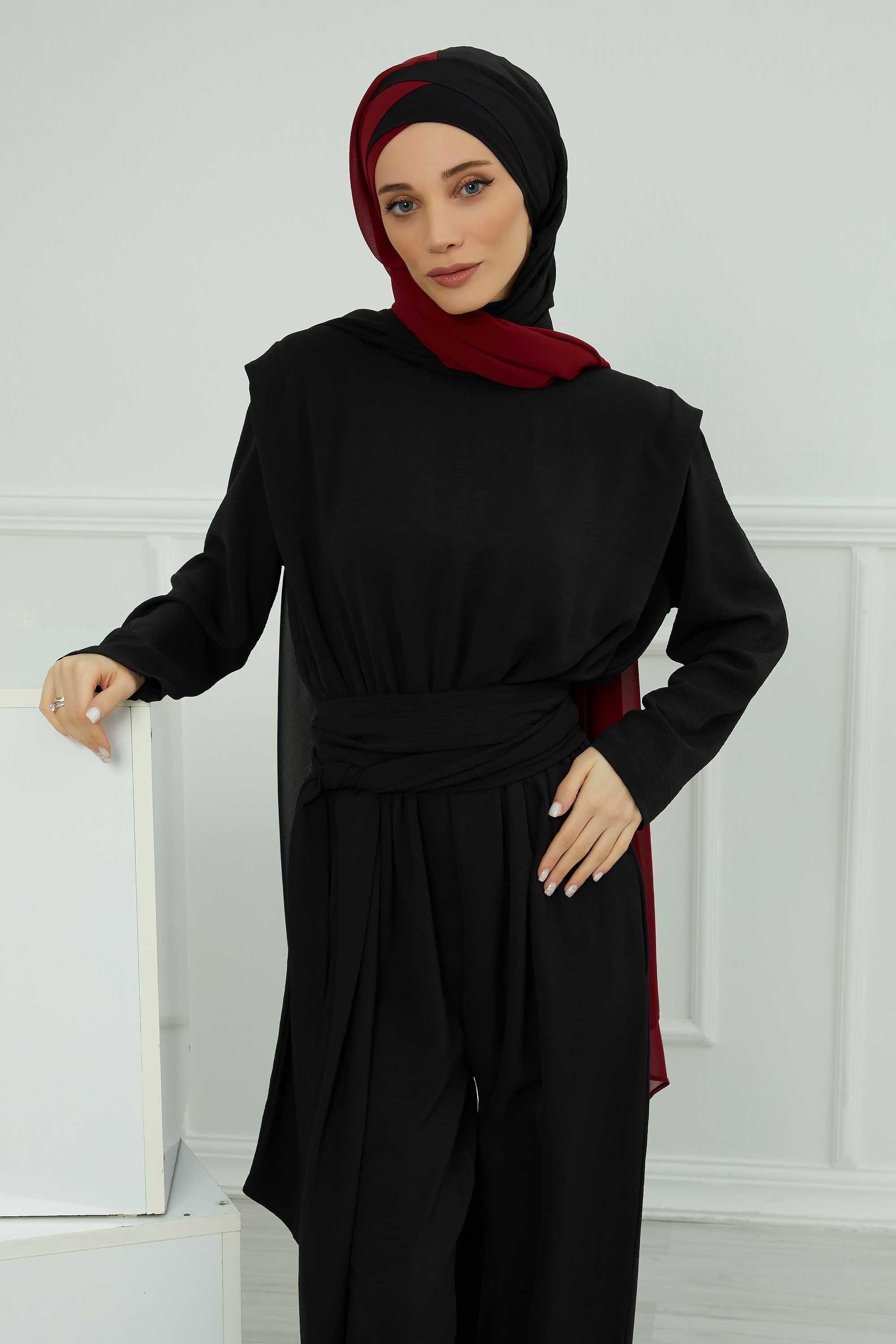 Stylish Double Layer Instant Chiffon Shawl Hijab for Women, Stylish Breathable Women Shawl Headscarf, Dual-Color Chiffon Shawl,CPS-84