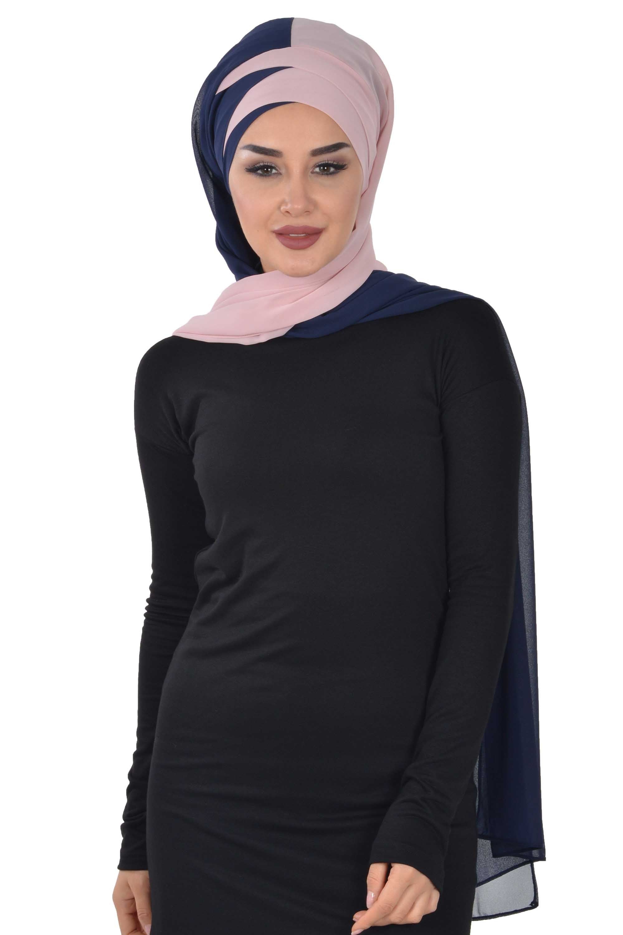 Stylish Double Layer Instant Chiffon Shawl Hijab for Women, Stylish Breathable Women Shawl Headscarf, Dual-Color Chiffon Shawl,CPS-84