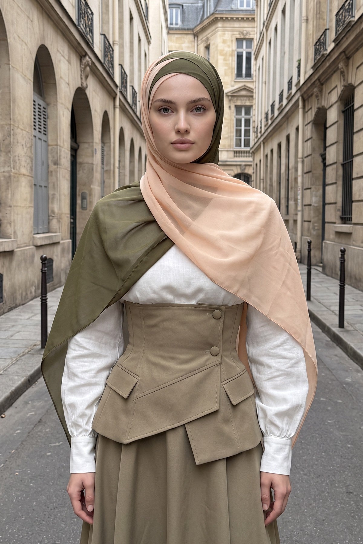 Stylish Double Layer Instant Chiffon Shawl Hijab for Women, Stylish Breathable Women Shawl Headscarf, Dual-Color Chiffon Shawl,CPS-84