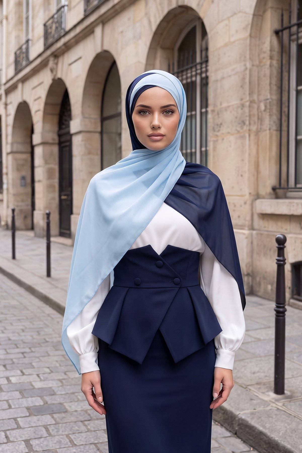 Stylish Double Layer Instant Chiffon Shawl Hijab for Women, Stylish Breathable Women Shawl Headscarf, Dual-Color Chiffon Shawl,CPS-84