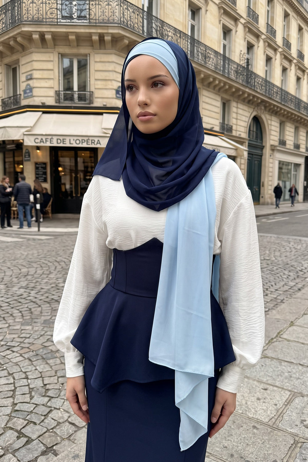 Stylish Double Layer Instant Chiffon Shawl Hijab for Women, Stylish Breathable Women Shawl Headscarf, Dual-Color Chiffon Shawl,CPS-84