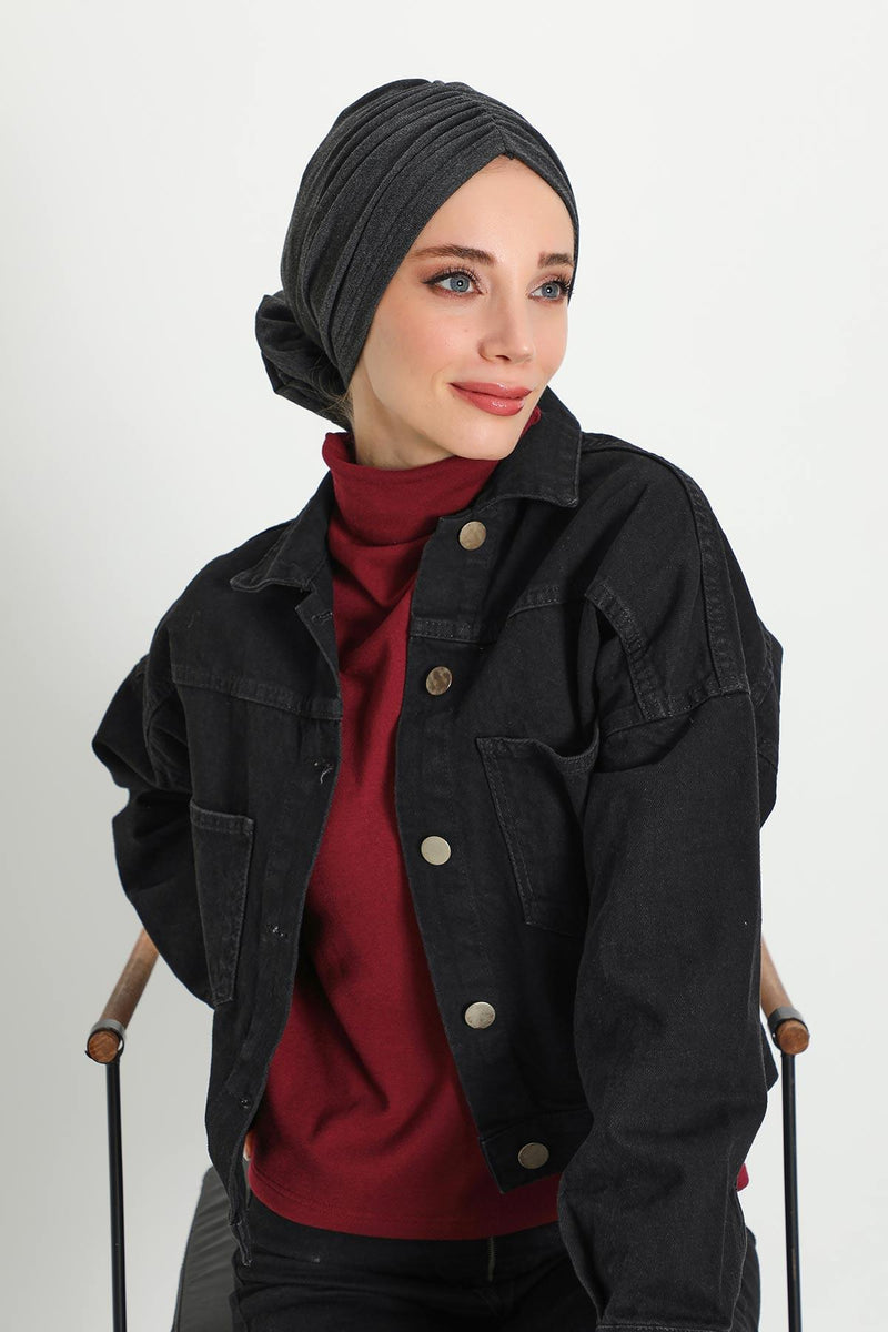 Stylish Rose Design Winter Bonnet for Women, Stretchable Ribbed Instant Turban for Cold Weather, Rose Accent Chemo Headwear,B-21RB