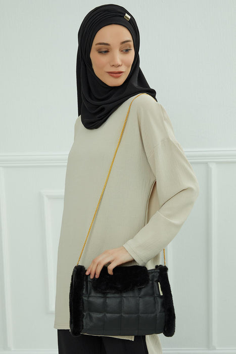 Stylish Tasseled Canvas Faux Leather Shoulder Bag Vanity Bag for Women,CE-9