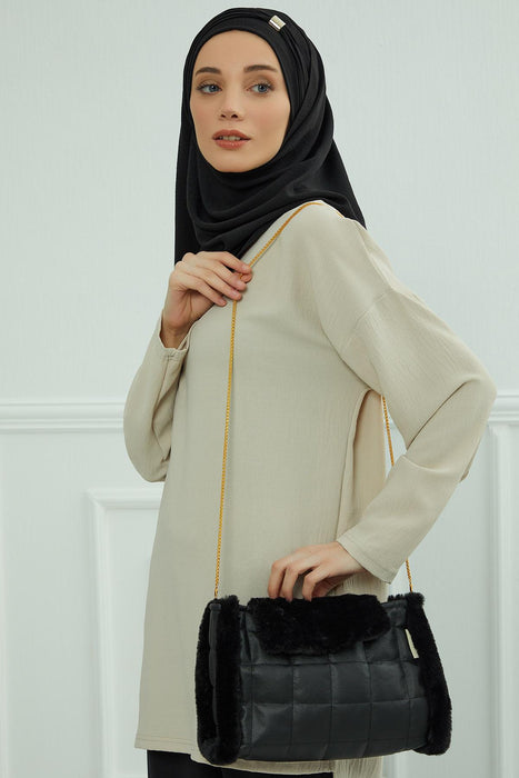 Stylish Tasseled Canvas Faux Leather Shoulder Bag Vanity Bag for Women,CE-9