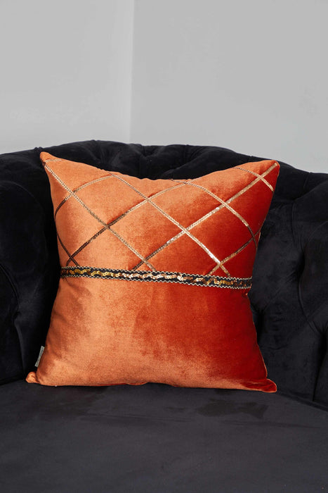 Stylish Velvet Throw Pillow Cover adorned with Sequins, Elegant Throw Pillow Cover for Modern Living Rooms, Sequined Cushion Cover,K-334