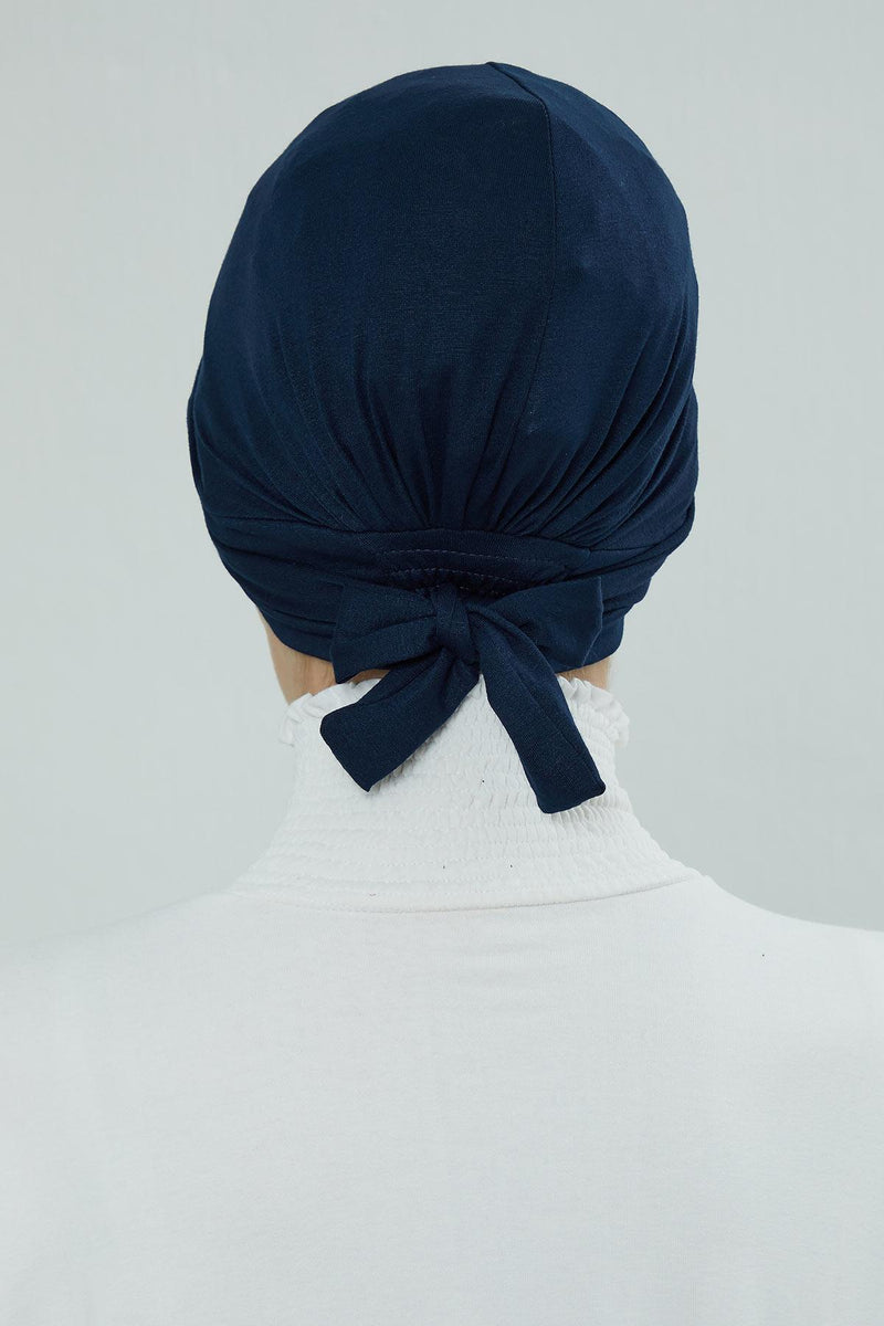 Stylish Visor Cap Instant Turban Hijab for Women, Trendy Visor Cap for Hair Loss Patients, Chemo Visor Cap, Visor Full Head Covering,B-66 Navy Blue