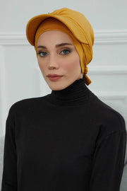 Stylish Visor Cap Instant Turban Hijab for Women, Trendy Visor Cap for Hair Loss Patients, Chemo Visor Cap, Visor Full Head Covering,B-66 Mustard Yellow
