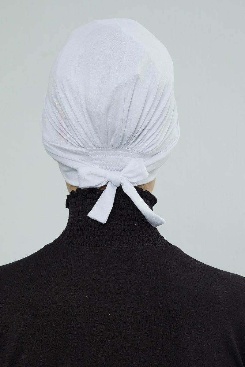 Stylish Visor Cap Instant Turban Hijab for Women, Trendy Visor Cap for Hair Loss Patients, Chemo Visor Cap, Visor Full Head Covering,B-66 White