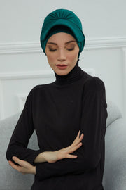 Stylish Visor Cap Instant Turban Hijab for Women, Trendy Visor Cap for Hair Loss Patients, Chemo Visor Cap, Visor Full Head Covering,B-66 Green