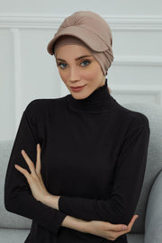 Stylish Visor Cap Instant Turban Hijab for Women, Trendy Visor Cap for Hair Loss Patients, Chemo Visor Cap, Visor Full Head Covering,B-66 Mink