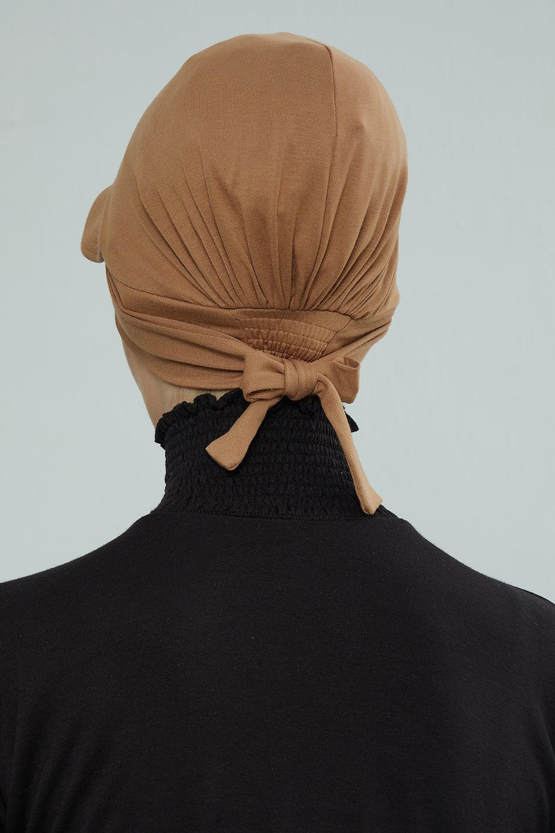 Stylish Visor Cap Instant Turban Hijab for Women, Trendy Visor Cap for Hair Loss Patients, Chemo Visor Cap, Visor Full Head Covering,B-66 Light Brown