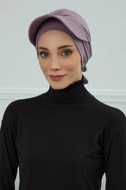 Stylish Visor Cap Instant Turban Hijab for Women, Trendy Visor Cap for Hair Loss Patients, Chemo Visor Cap, Visor Full Head Covering,B-66 Lilac