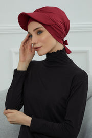 Stylish Visor Cap Instant Turban Hijab for Women, Trendy Visor Cap for Hair Loss Patients, Chemo Visor Cap, Visor Full Head Covering,B-66 Maroon