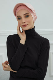 Stylish Visor Cap Instant Turban Hijab for Women, Trendy Visor Cap for Hair Loss Patients, Chemo Visor Cap, Visor Full Head Covering,B-66 Powder