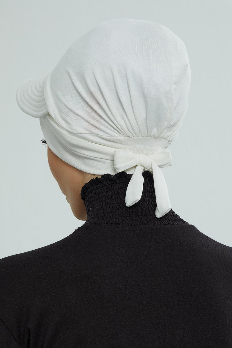 Stylish Visor Cap Instant Turban Hijab for Women, Trendy Visor Cap for Hair Loss Patients, Chemo Visor Cap, Visor Full Head Covering,B-66 Ivory