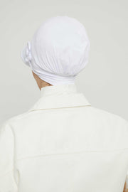 Sun Shield Visor Instant Turban with Flowers Accent, Floral Visor Cap for Women, Sun Protective Women Newsboy Hat, Cotton Chemo Bonnet,B-72 White