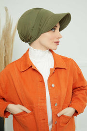 Sun Shield Visor Instant Turban with Flowers Accent, Floral Visor Cap for Women, Sun Protective Women Newsboy Hat, Cotton Chemo Bonnet,B-72 Army Green