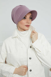 Sun Shield Visor Instant Turban with Flowers Accent, Floral Visor Cap for Women, Sun Protective Women Newsboy Hat, Cotton Chemo Bonnet,B-72 Lilac