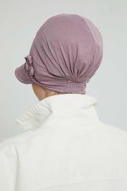 Sun Shield Visor Instant Turban with Flowers Accent, Floral Visor Cap for Women, Sun Protective Women Newsboy Hat, Cotton Chemo Bonnet,B-72 Lilac