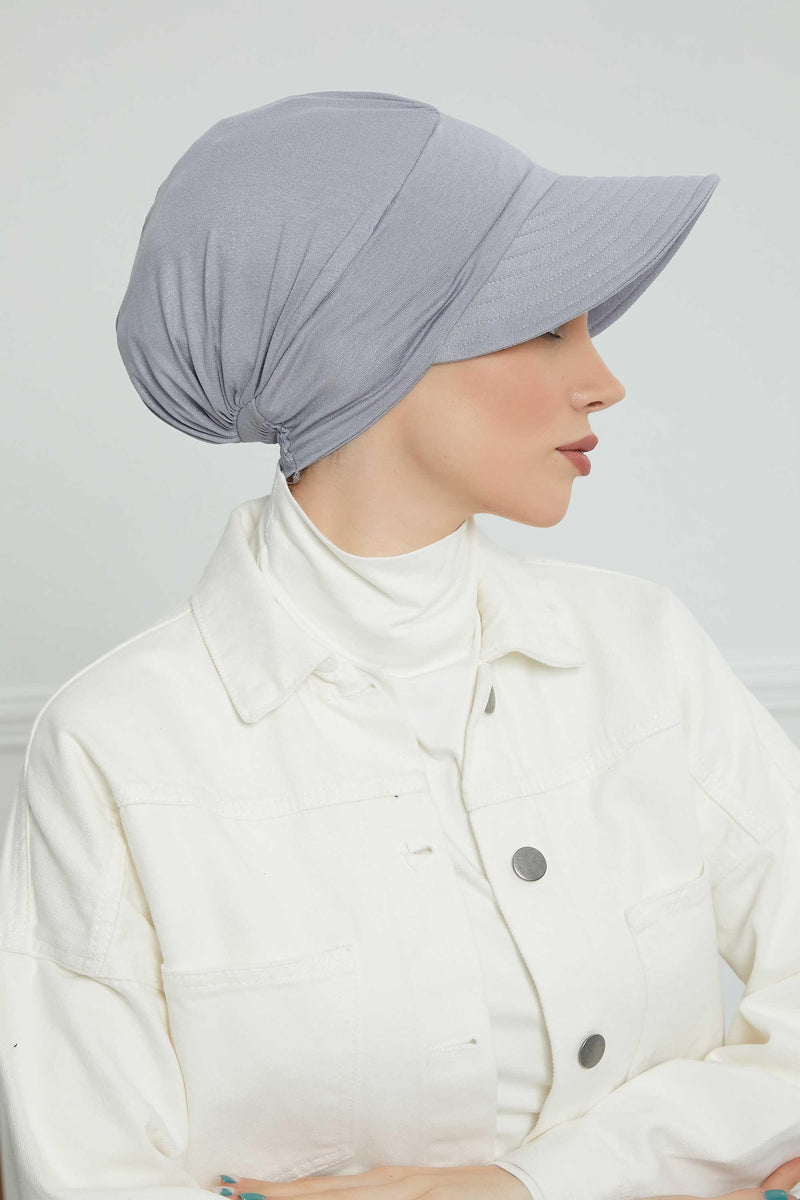 Sun Shield Visor Instant Turban with Flowers Accent, Floral Visor Cap for Women, Sun Protective Women Newsboy Hat, Cotton Chemo Bonnet,B-72 Grey 2