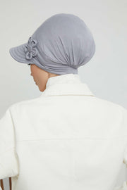 Sun Shield Visor Instant Turban with Flowers Accent, Floral Visor Cap for Women, Sun Protective Women Newsboy Hat, Cotton Chemo Bonnet,B-72 Grey 2