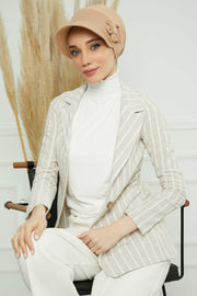 Sun Shield Visor Instant Turban with Flowers Accent, Floral Visor Cap for Women, Sun Protective Women Newsboy Hat, Cotton Chemo Bonnet,B-72 Sand Brown